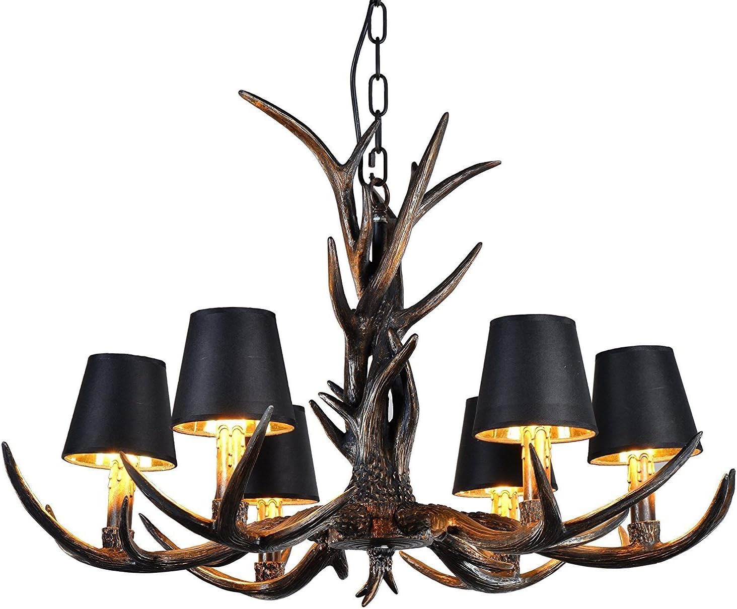 Antlers Vintage Style Resin 6 Light Chandeliers, American Rural Countryside Antler Chandeliers,Living Room,Bar,Cafe, Dining Room Deer Horn Chandeliers