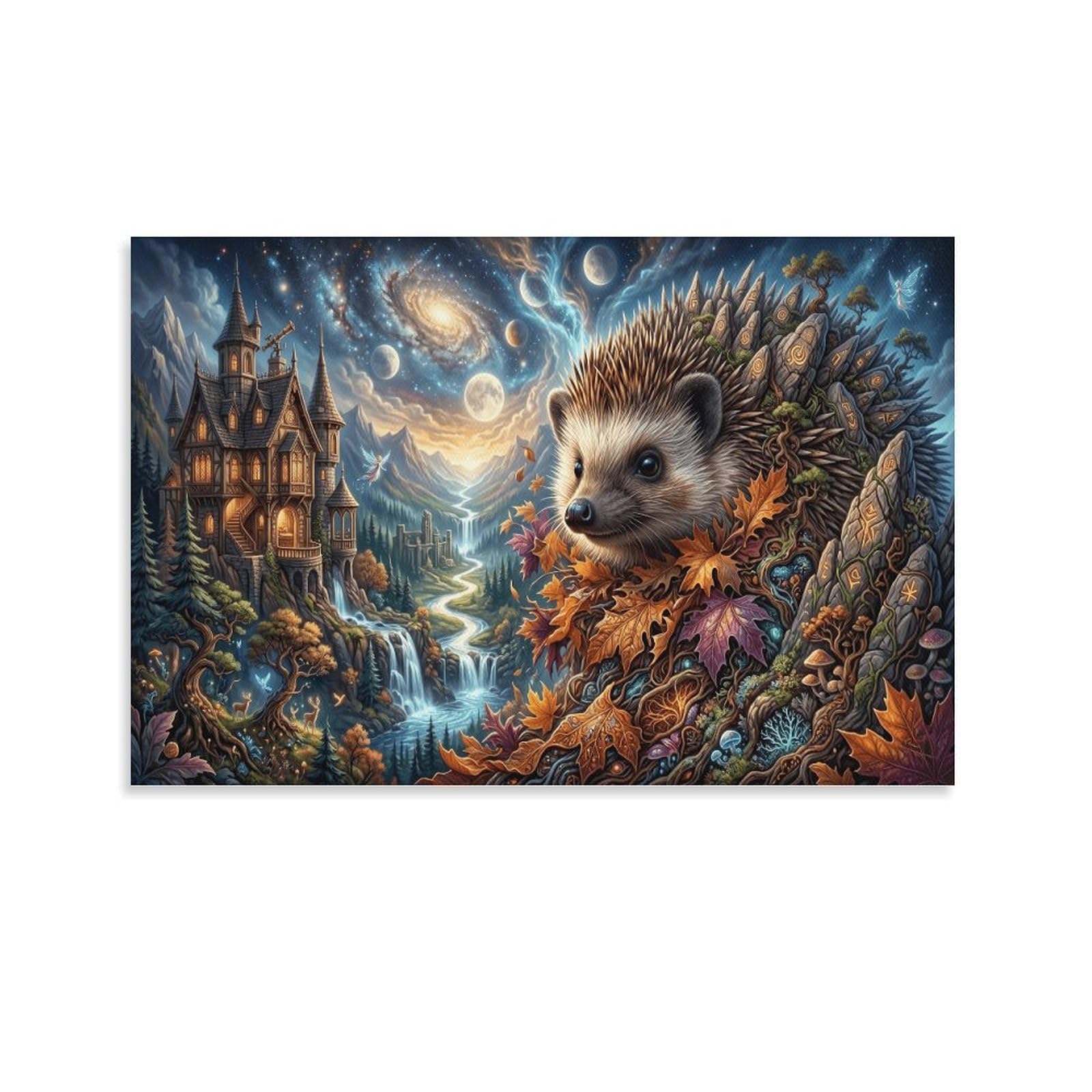 XPASHIQWC Hedgehog Poster Artwork Castle Valley Canvas Prints Picture Modern Wall Art Picture Wall Hanging for Living Room Home Decorations 24x36inch(60x90cm)