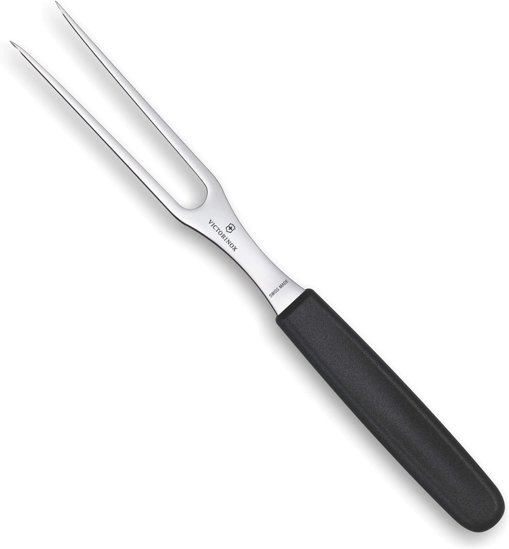 Swiss Classic Carving Fork - Stainless Steel Kitchen Utensil for Fruits, Vegetables, & Meat, Black, 15cm, Swiss Made