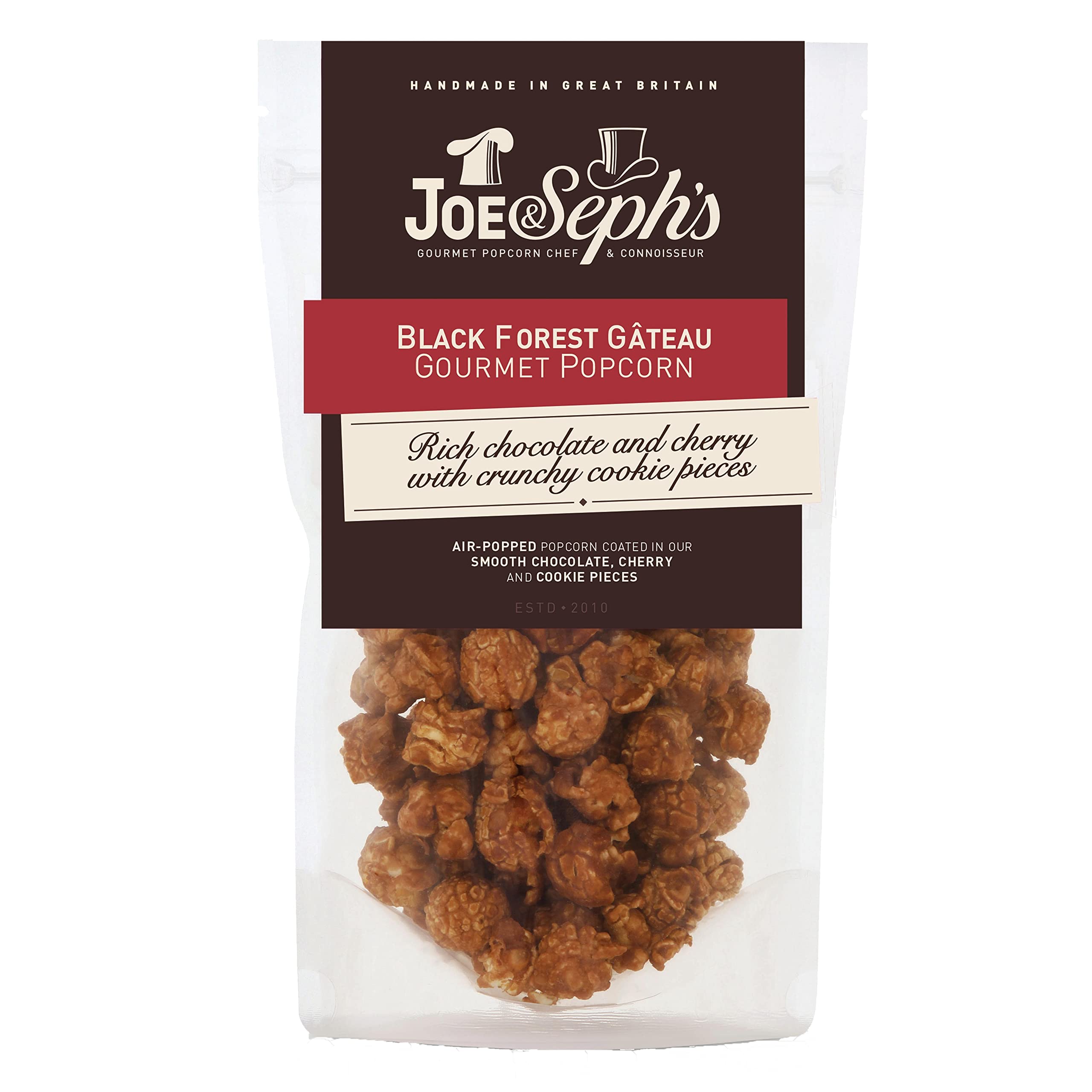 Black Forest Gâteau Gourmet Popcorn, 1 x 70g Pouch | Gourmet Air-Popped Popcorn | Handmade in UK | 100% Natural Ingredients