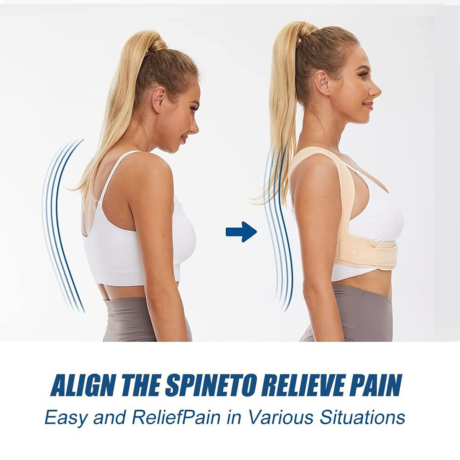 Corrector de postura para la parte superior de la espalda, cinturón de descompresión espinal ajustable y transpirable, alisador jorobado para cuello, hombro, clavícula, alivio del dolor lumbar, unise
