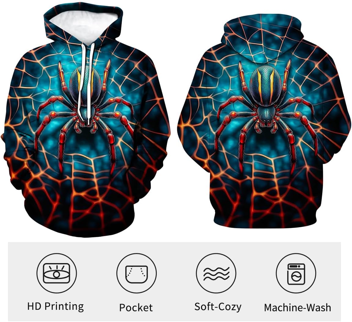 Novelty Long Sleeve Hoodie Funny Spider Graphic Sweatshirts - Image 4