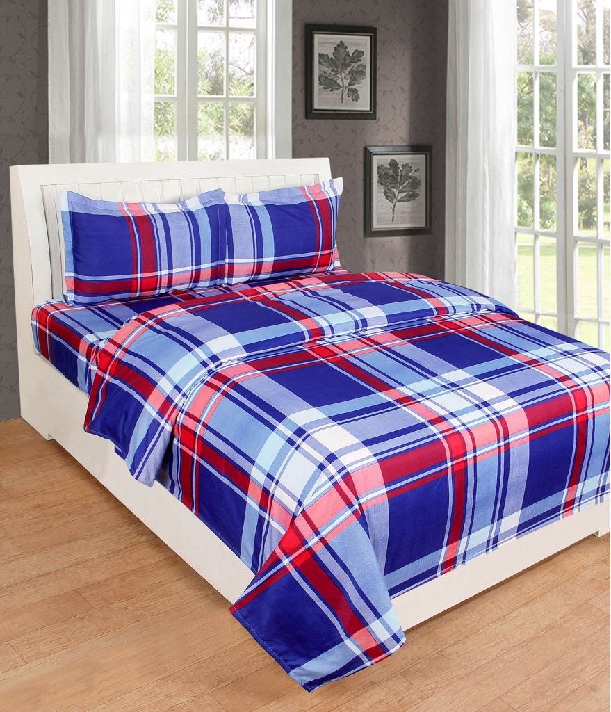 Reliable Trends Bed Sheet Double with Pillow Cover King Size- 3 Pc Bedding Set,Hypoallergic Wrinkle Free Bedsheets,2 Pillows Covers,1 Flat Bed Sheet 90X100 inch (burb)