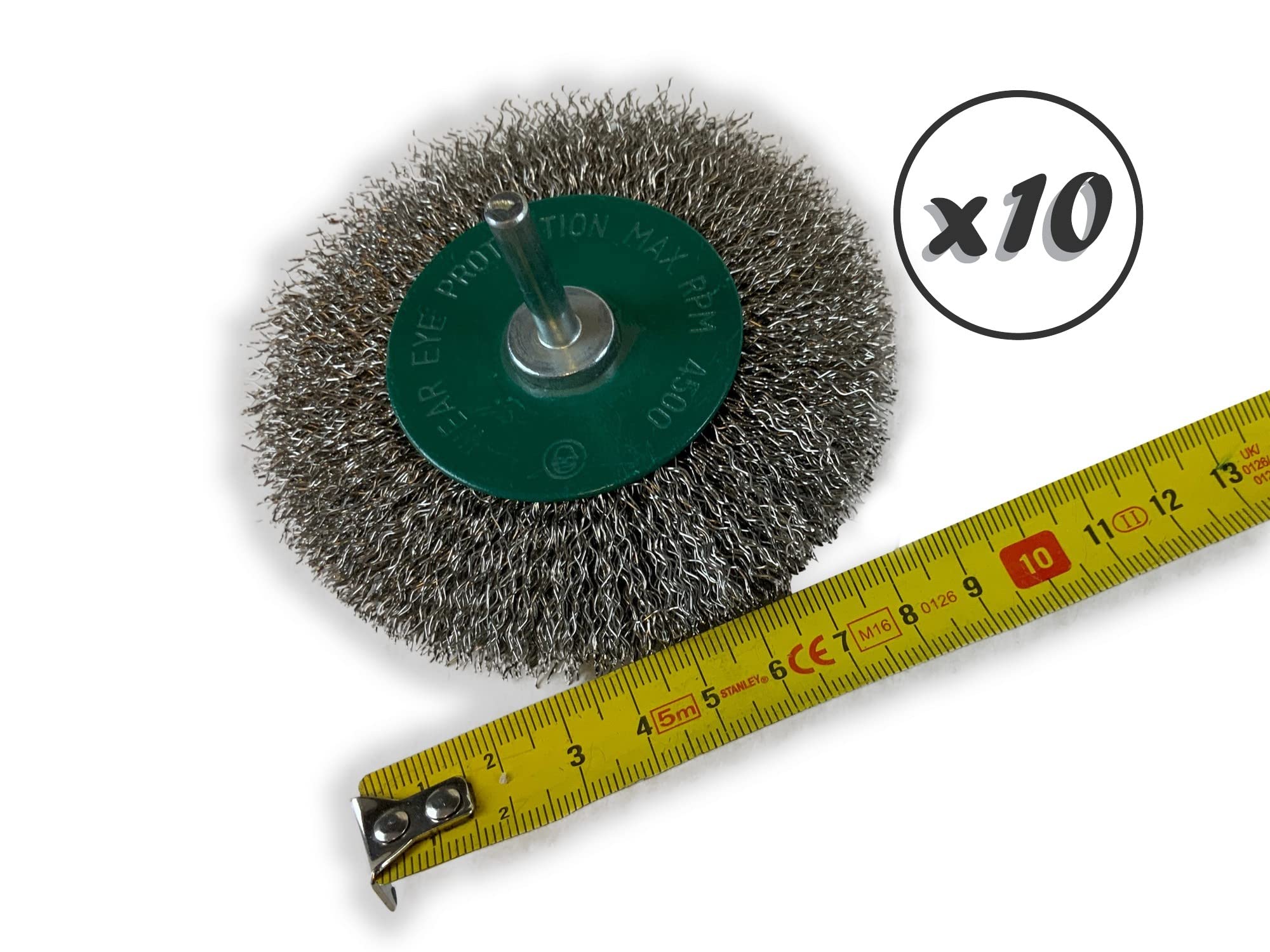 Kibros Lot 10 brosses circulaires tige Ø 100 mm inox dur 12 mm