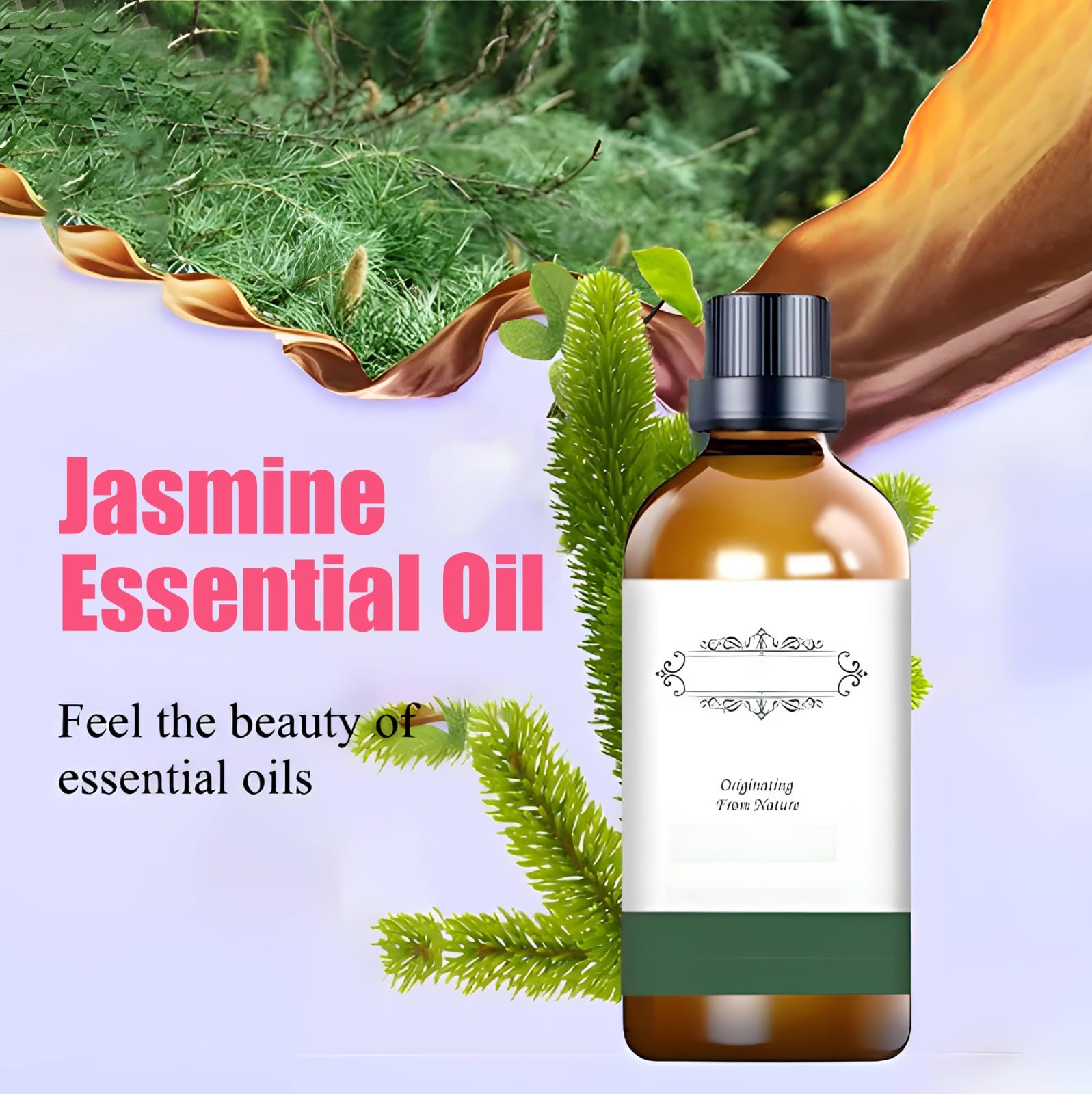 100% reines ätherisches Jasminöl, 5 Stück Jasmin-Parfümöl für Diffusoren, Aromatherapie, Haut- und Haarpflege, Massage, Seifen- und Kerzenherstellungsset, organisches Duftöl(100ml(3.38oz))