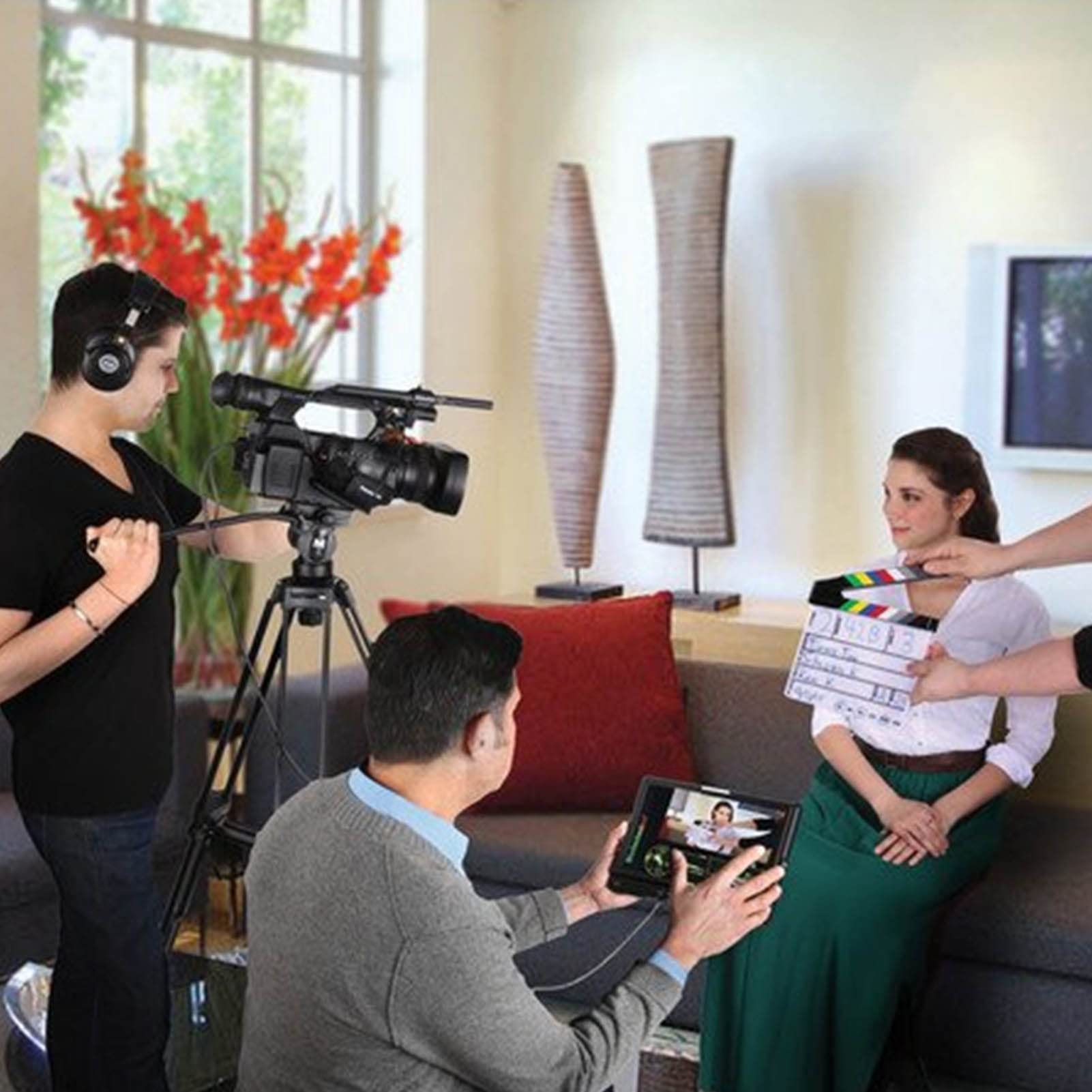 Reżyserzy Filmowi Clapboard, Professional, Film Slate Cut Action Scene Clapper Support Dry Erase, Rekwizyty Filmowe Clap Board z Kolorowymi Sztyftami do Narzędzia Fotograficznego
