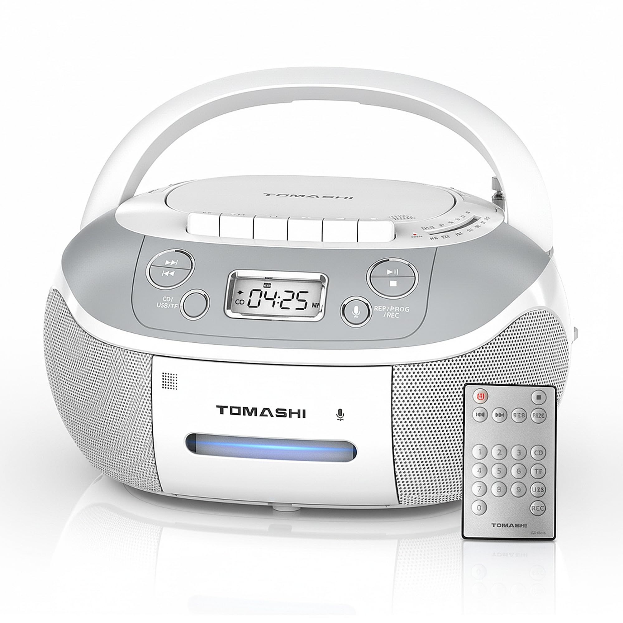 TOMASHI Portable CD Player Boombox with Cassette Player - AM FM Radio,Tape/CD Recording, USB/SD Inputs,Retro Stereo Sound,Dual AC/DC Power,Remote & Backlit LCD - for Home, Camping,Gifts (CD-860A)-image-28