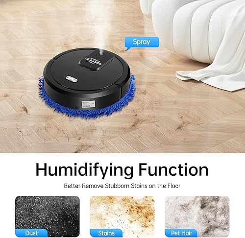 Miniatura 6 de Aspirador robot, succión fuerte, trapeador robot de vacío avanzado para evitar obstáculos, diseño delgado de robot aspiradora, ideal para pelo de