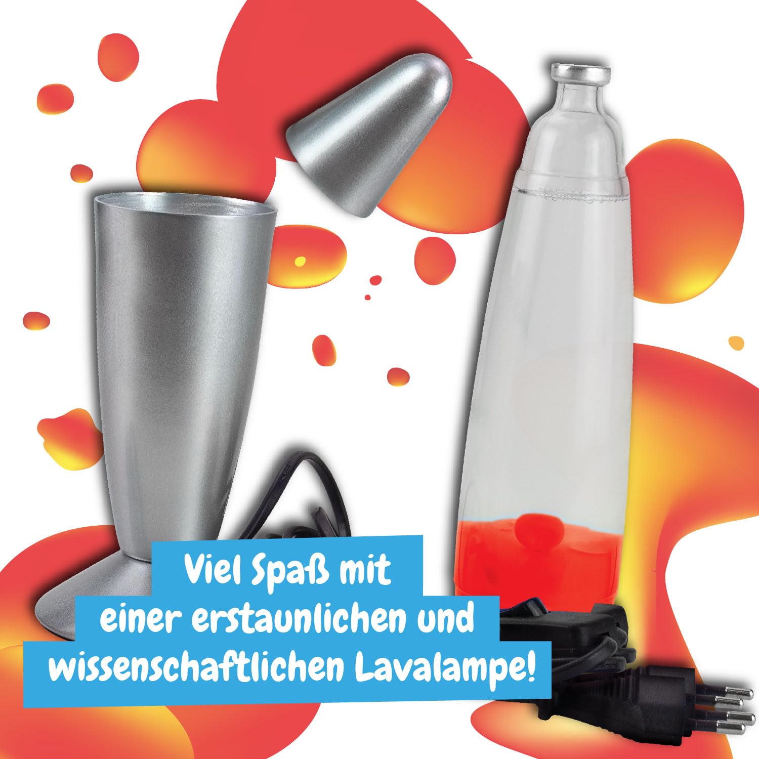 Science4you Lavalampe Rot für Kinder - Baue deine eigenen Lavalampen, Kinderlampe mit rotem Nachtlicht + Zusätzliche Glühlampe, Spielzeug, Spiele, Geschenke ab 8-14+ jahre für Jungen und Mädchen