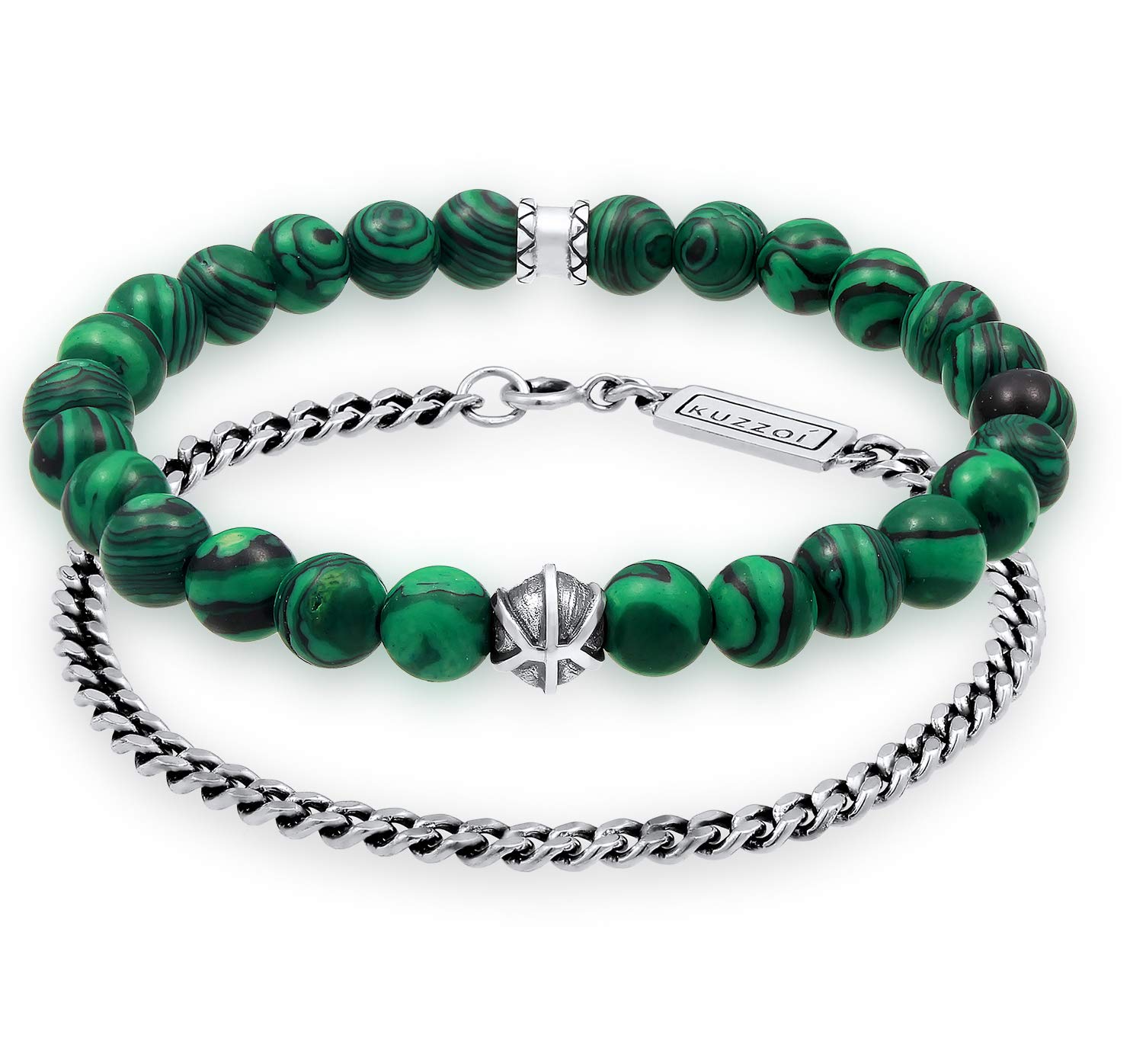 Kuzzoi Buddha Herren Armband Set ein elastisches Edelstein Armband mit Beads