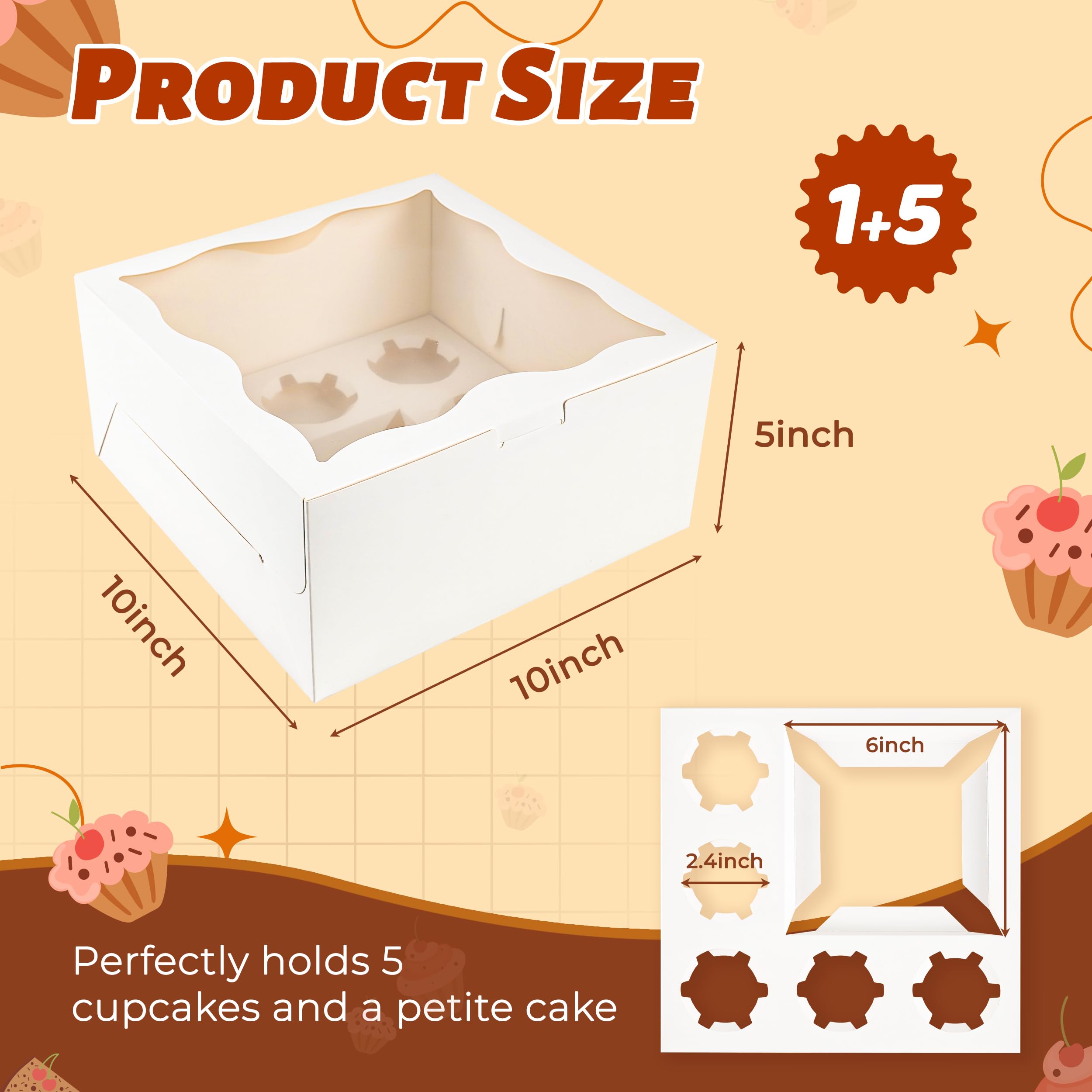 NPLUX Cake Boxes - 4 Pack for Cupcakes & Mini Cakes -3 NPLUX Cake Boxes - 4 Pack for Cupcakes & Mini Cakes -3