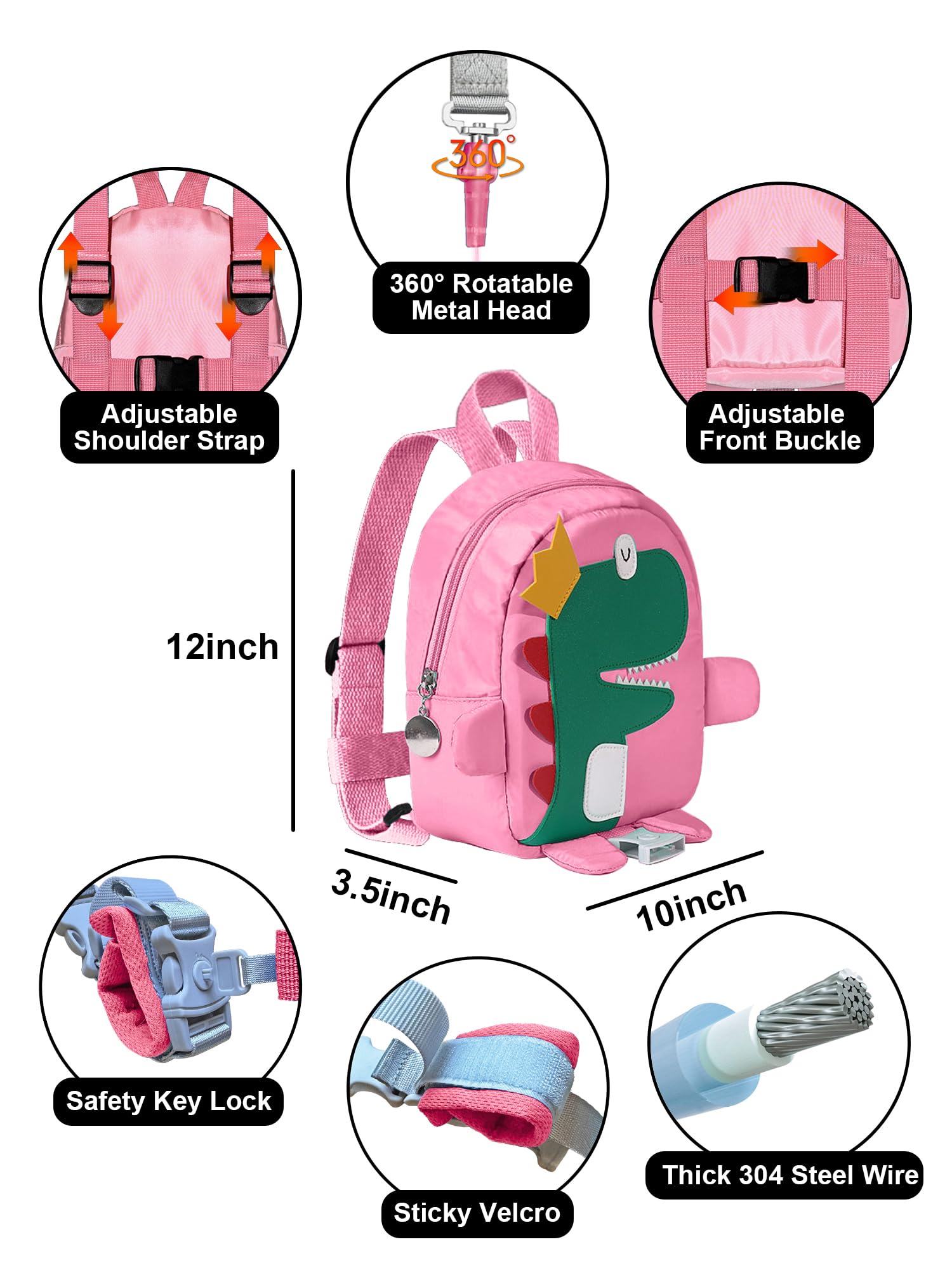 Correa de arnés para niños pequeños (rosa)