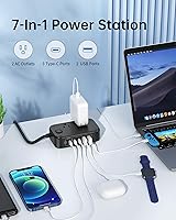 Vista 2 de Regleta de alimentación con puertos USB C, estación de carga USB C de 30 W con 2 tomacorrientes, 3 USB C y 2 USB A, cargador de viaje para múltiples