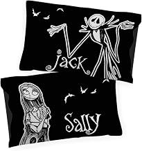 Disney Nightmare Before Christmas Jack & Sally Glow in The Dark 2 Pack Reversible Pillowcases - Double-Sided Kids Super Soft Bedding (Official Disney Product)