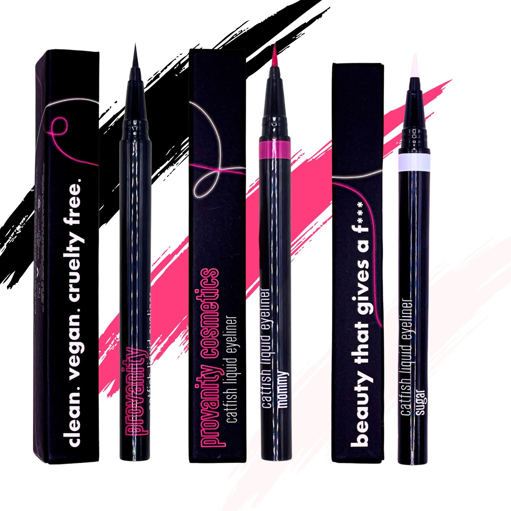 Catfish Liquid Eyeliner Waterproof Liquid Eyeliner Long Lasting Makeup with Fine Brush Tip Easy Apply Satin Finish Smudge-Proof