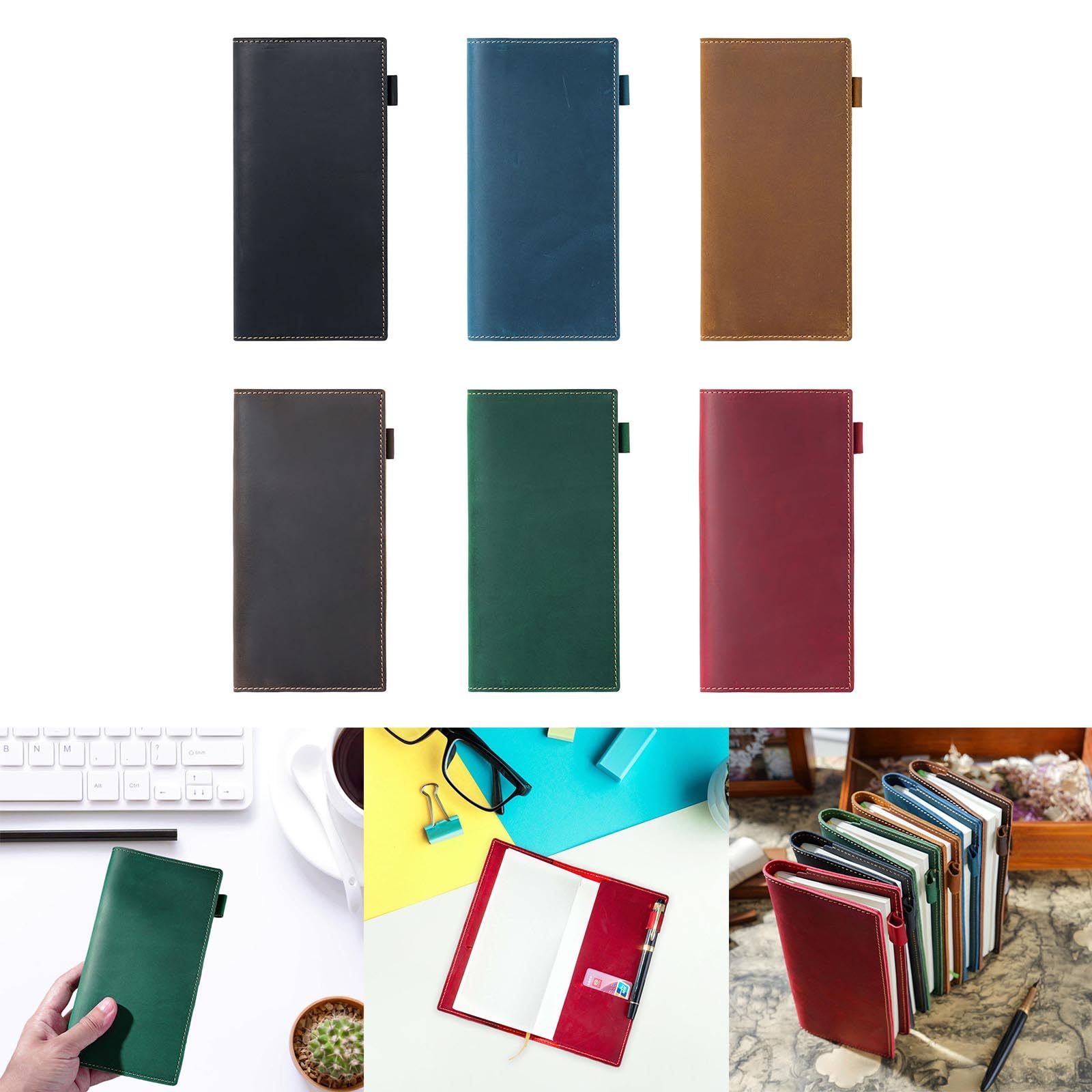 Cuaderno de cuero, blocs de notas diarios, diario, cuadernos de papelería recargables, negocios para escribir, diario, blocs de notas, papelería de cuero con soporte para bolígrafo