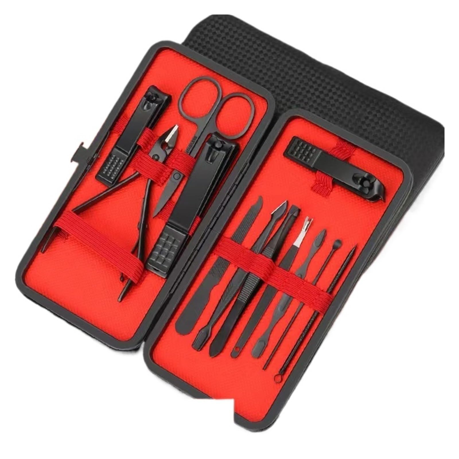 1sets Nail Clipper Set Convenient Beauty Tools Manicure Trimmer Pedicure Knife(Black 12-piece Set)