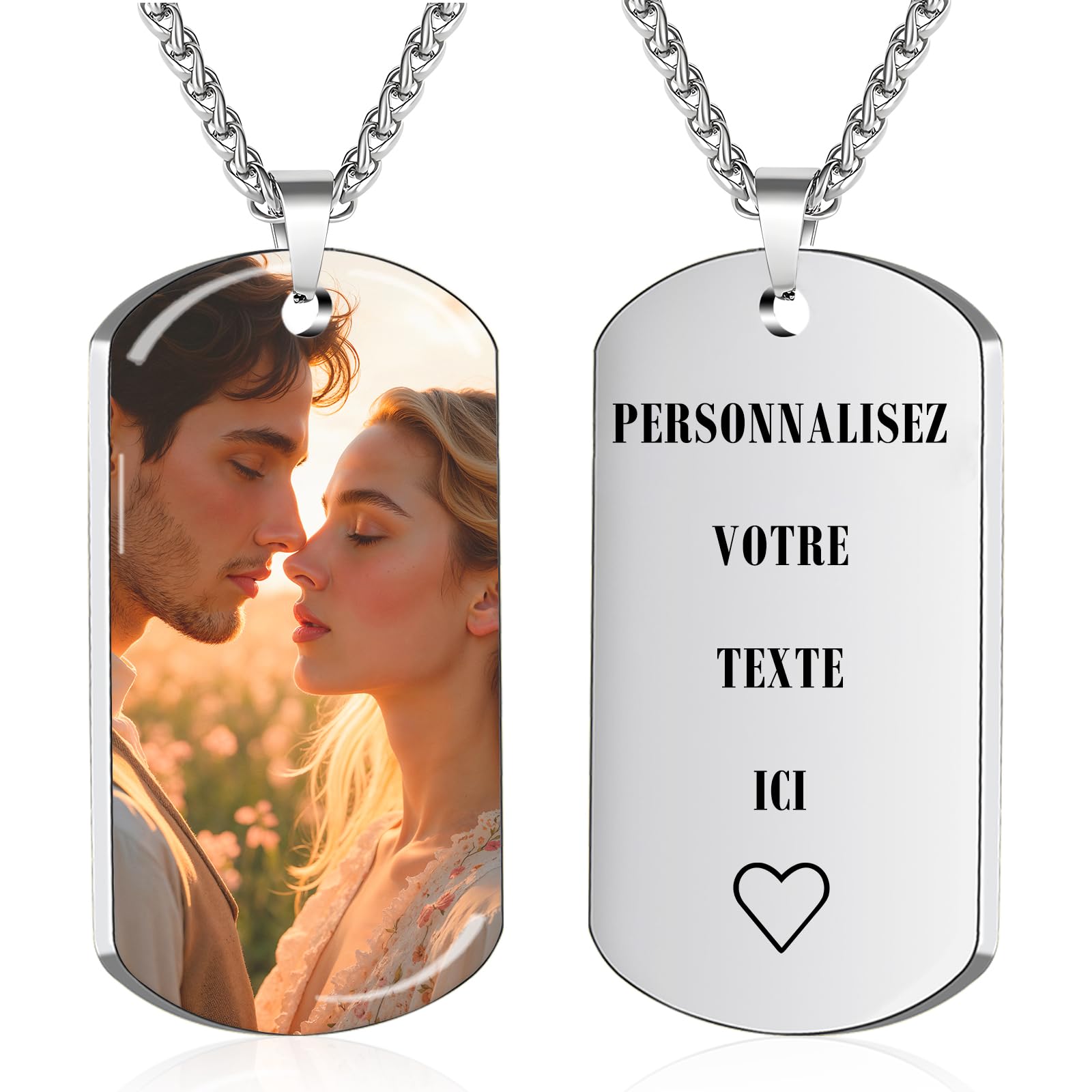 OTXIXTO Personnalisé Collier Pendentif Coeur Personnalisé Nom Pour Couples Hommes Femmes Gravure Cadeaux D'anniversaire De Mariage Pour Petit Ami Petite Amie Amoureux Bijoux En Acier Inoxydable(1 Or