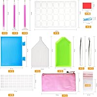 Vista 2 de OUTUXED 117pcs 5D DIY Diamond Painting Tools and Accessories Kits with Diamond Embroidery Box and Multiple Sizes Painting Pens for Adults to Make