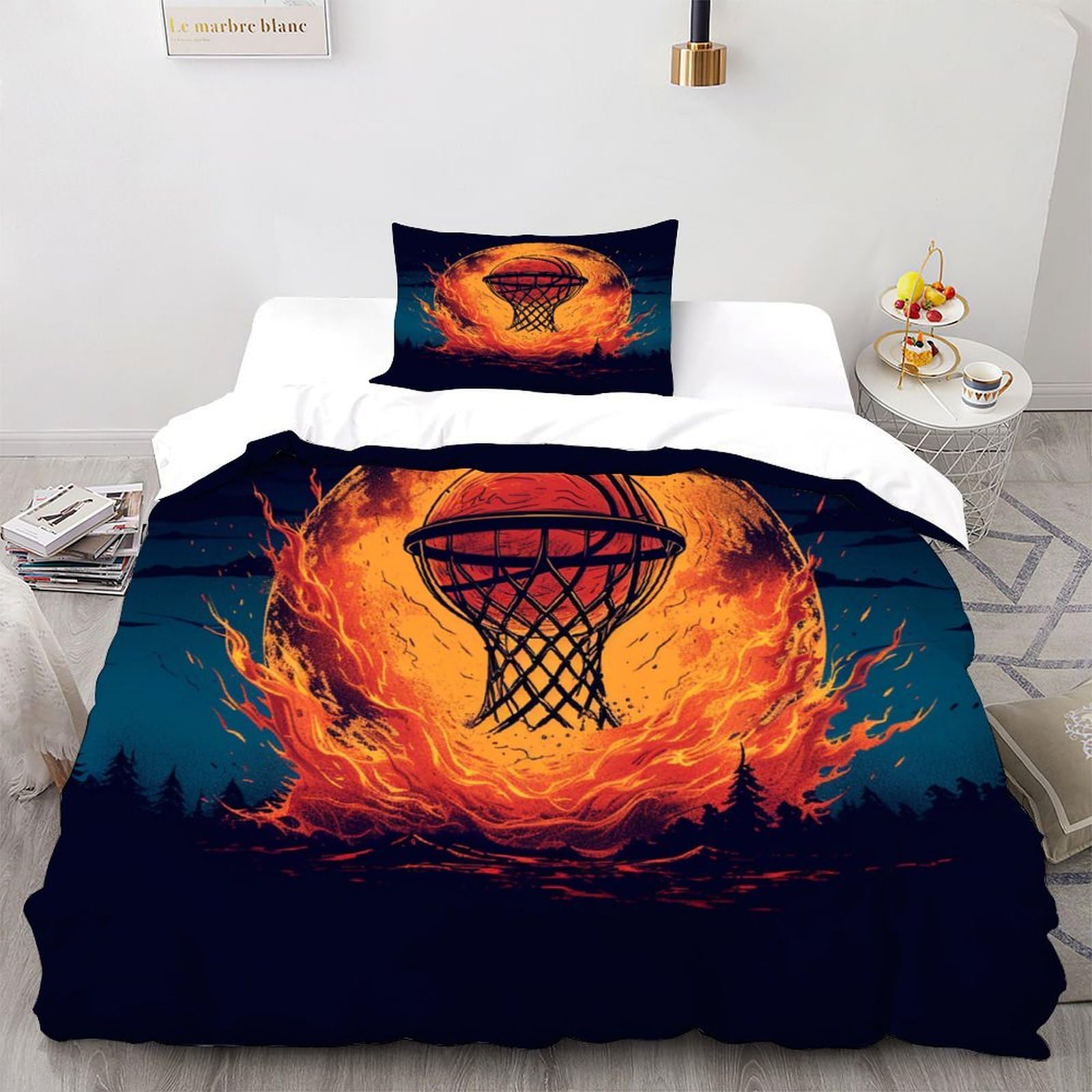 Housse de couette basket-ball flamme pour transformer la chambre d'un adolescent fan de sport
