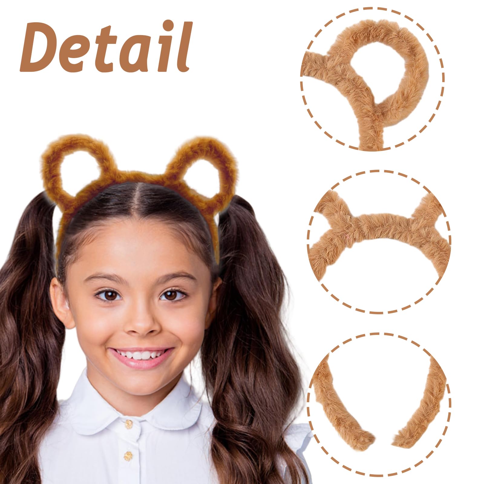 6 Pcs Halloween Chipmunk Hairband, Teddy Bear Ears Hair Band, Bear Ear Headbands, Women's Headbands, Cute Cartoon Ear Headbands, Suitable for Masquerade, Party, Daily Dress Up, Photography, Cosplay - Image 3
