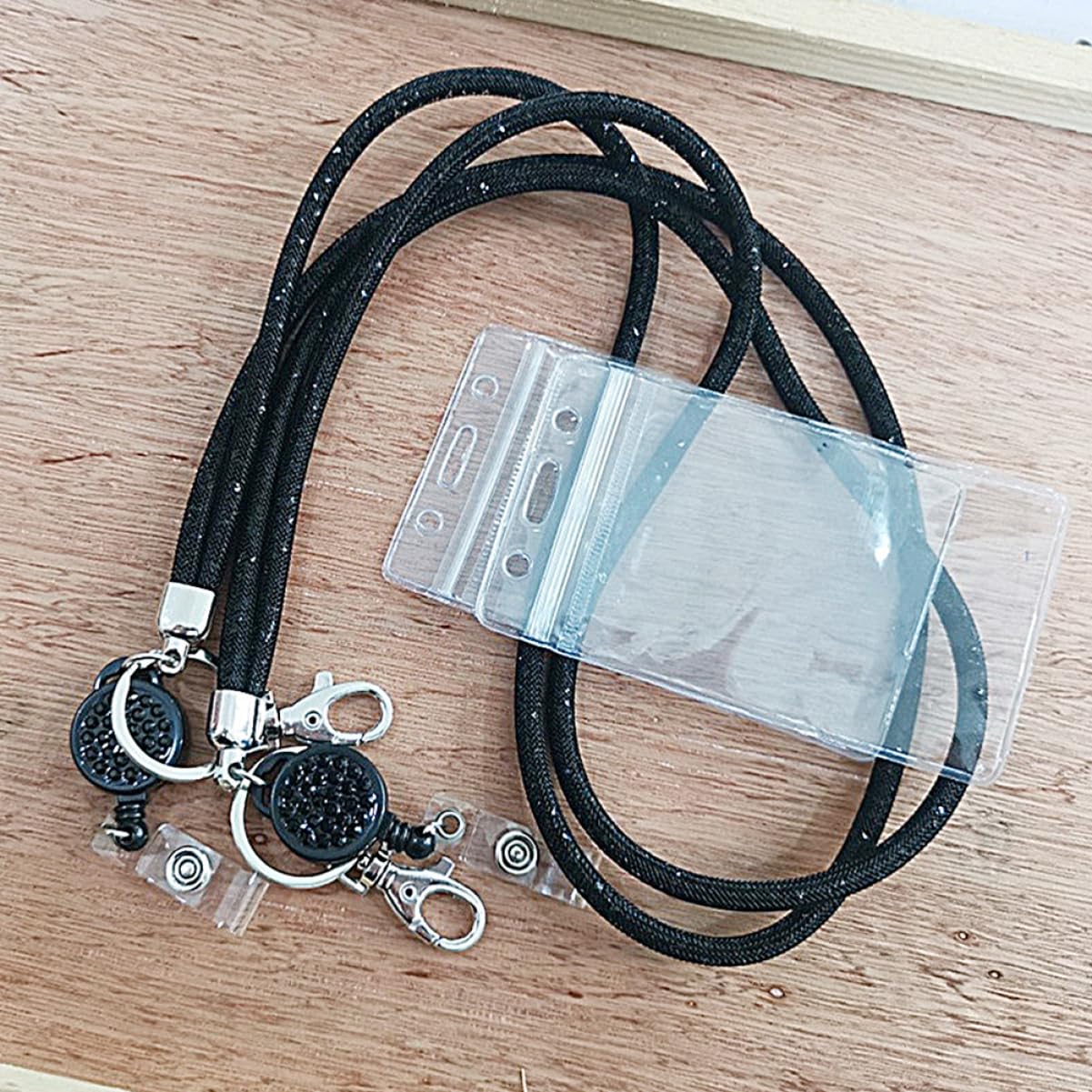 LALAFINA Porta Badge Con Cordino Trasparente Custodia Protettiva Per Badge Da Lavoro Adatta Per Carte d Identità e Tessere Ufficio Leggera e Compattezza