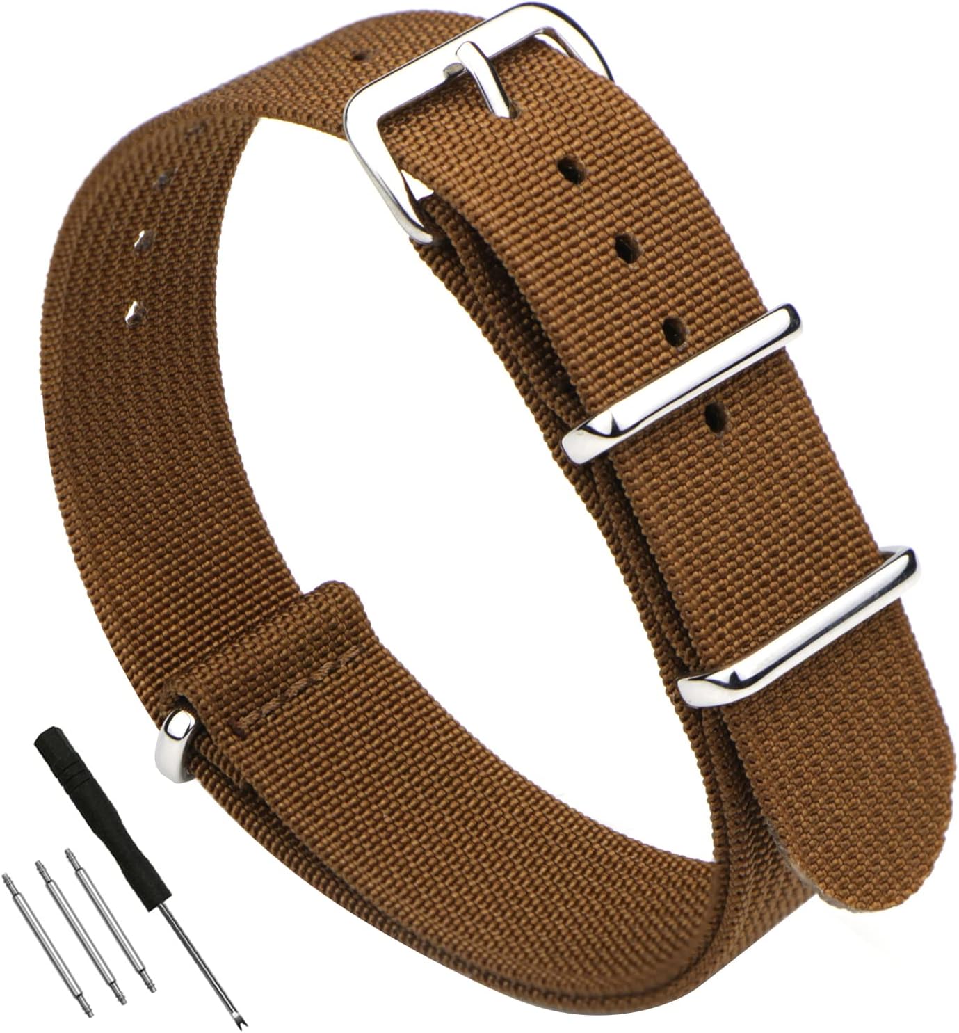 Premium Military Ballistic Ribbed Nylon Watch Straps 18mm 19mm 20mm 22mm Replacement Watch Band for Men