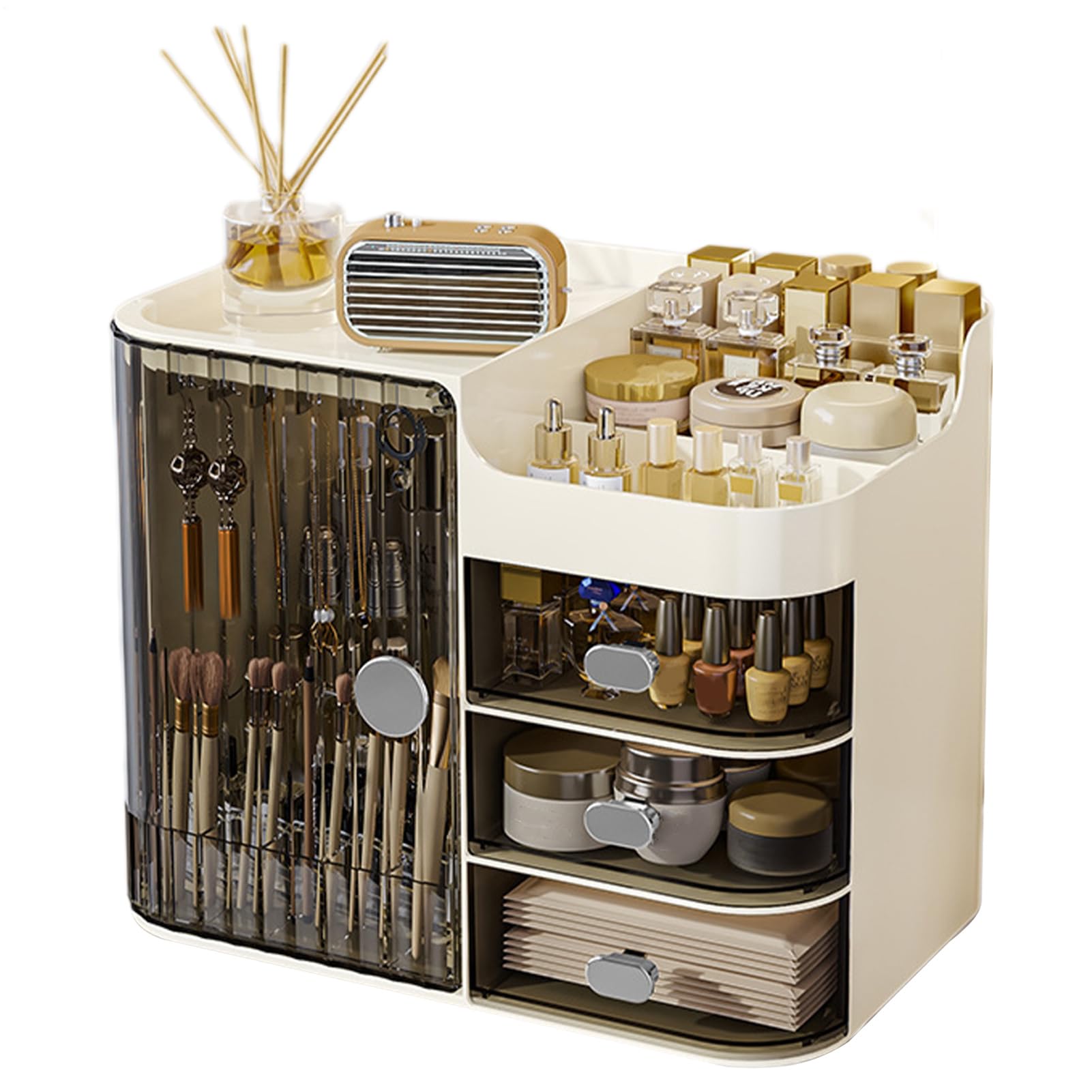 Organizer per trucchi da piano di lavoro – scatola trasparente per | cassetti, porta cosmetici con grande capacità, organizer per cosmetici multistrato, trasparente e durevole