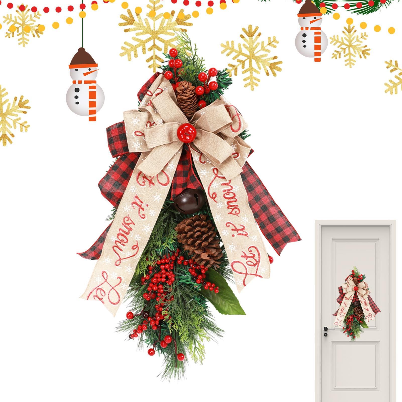 Corona de Navidad para puerta rústica que evoca la calidez de una entrañable casa de campo