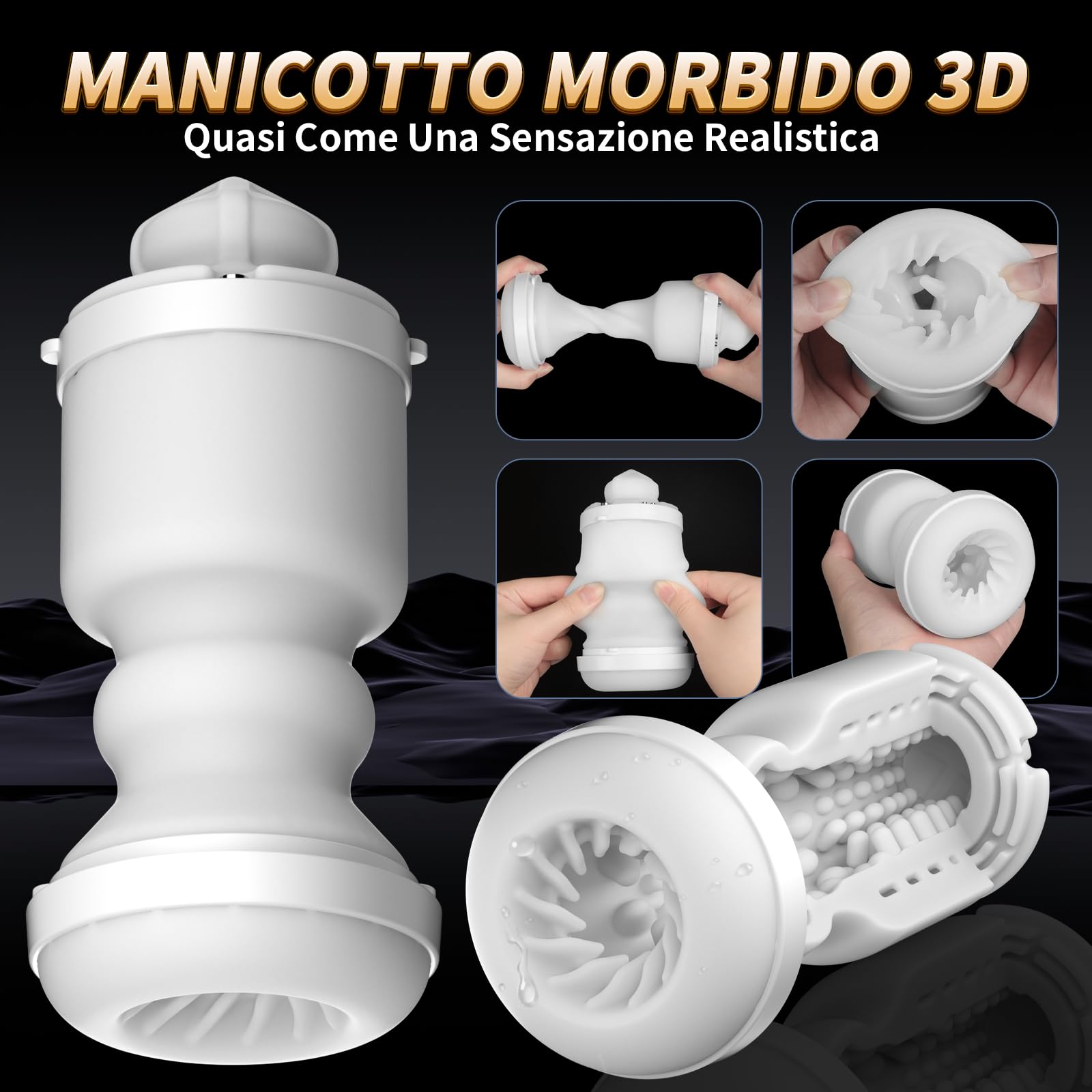 Masturbatore maschile interattivo con funzionalità AI, dotato di 10 modalità di vibrazione (7 a movimento alternato e 5 a suzione), vibratore maschile, controllabile tramite app
