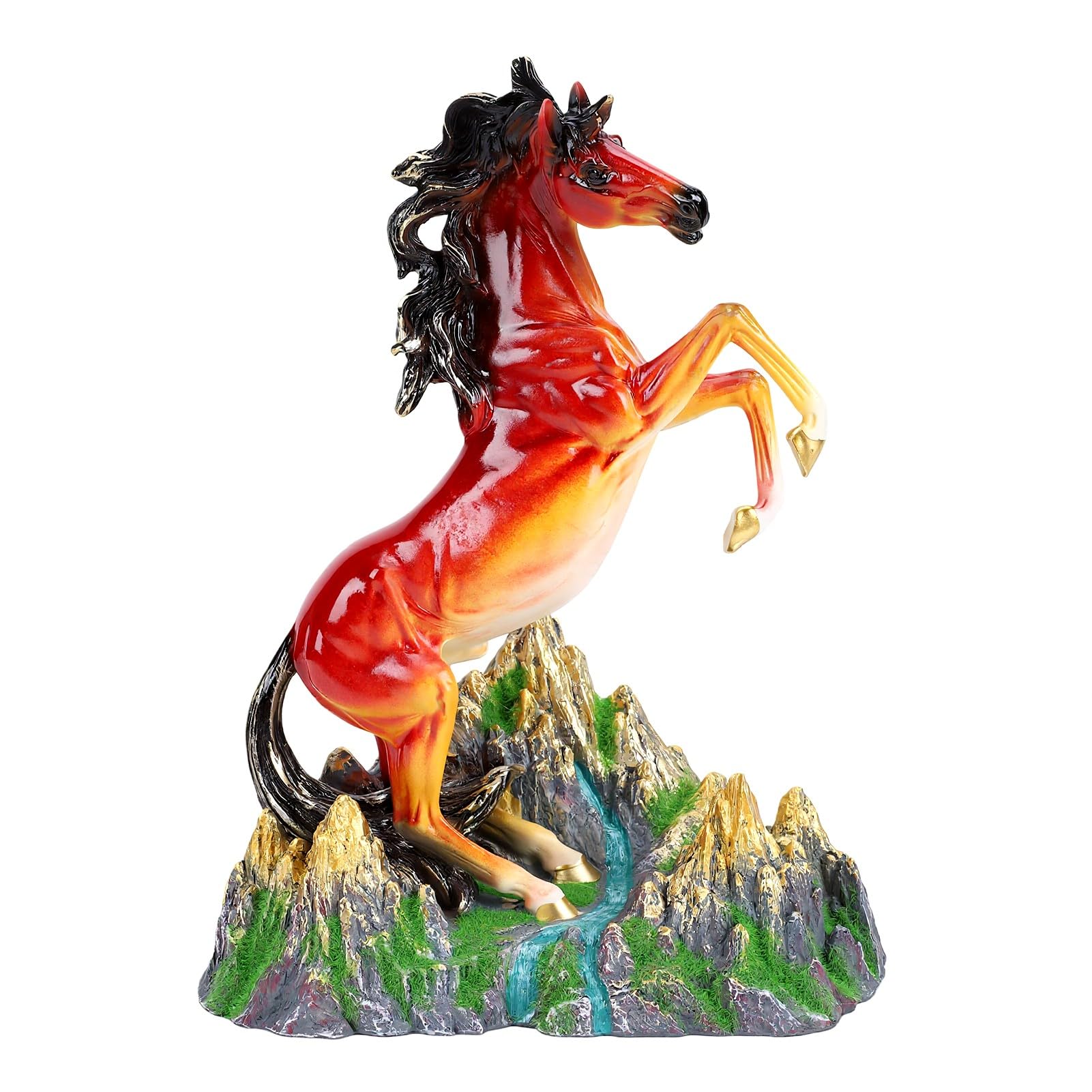 Jelquix Standing Horse Statue Resin Figurine Art Sculpture, Decorative Animal Ornament for Home Office Desk, Collectors, Durable Craftsmanship (Red Brown)
