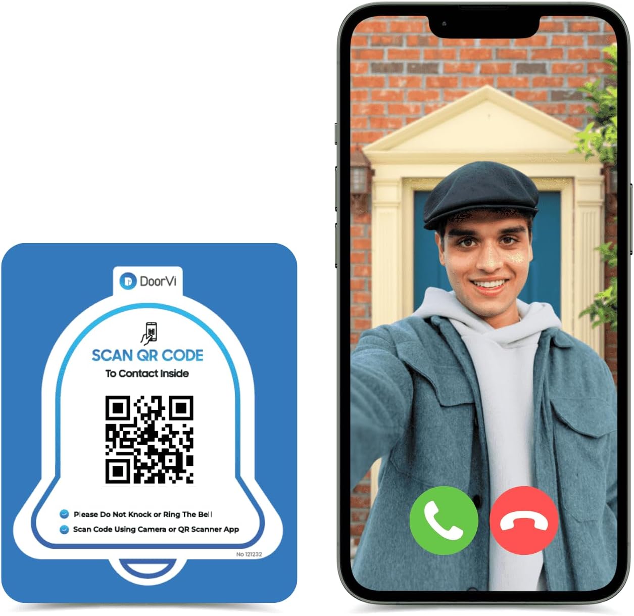 Smart Video Doorbell Powered by QR Code Technology | Wireless Video Call & Intercom | No Electricity or Wi-Fi Required | 2-Way Talk | Bell Sticker