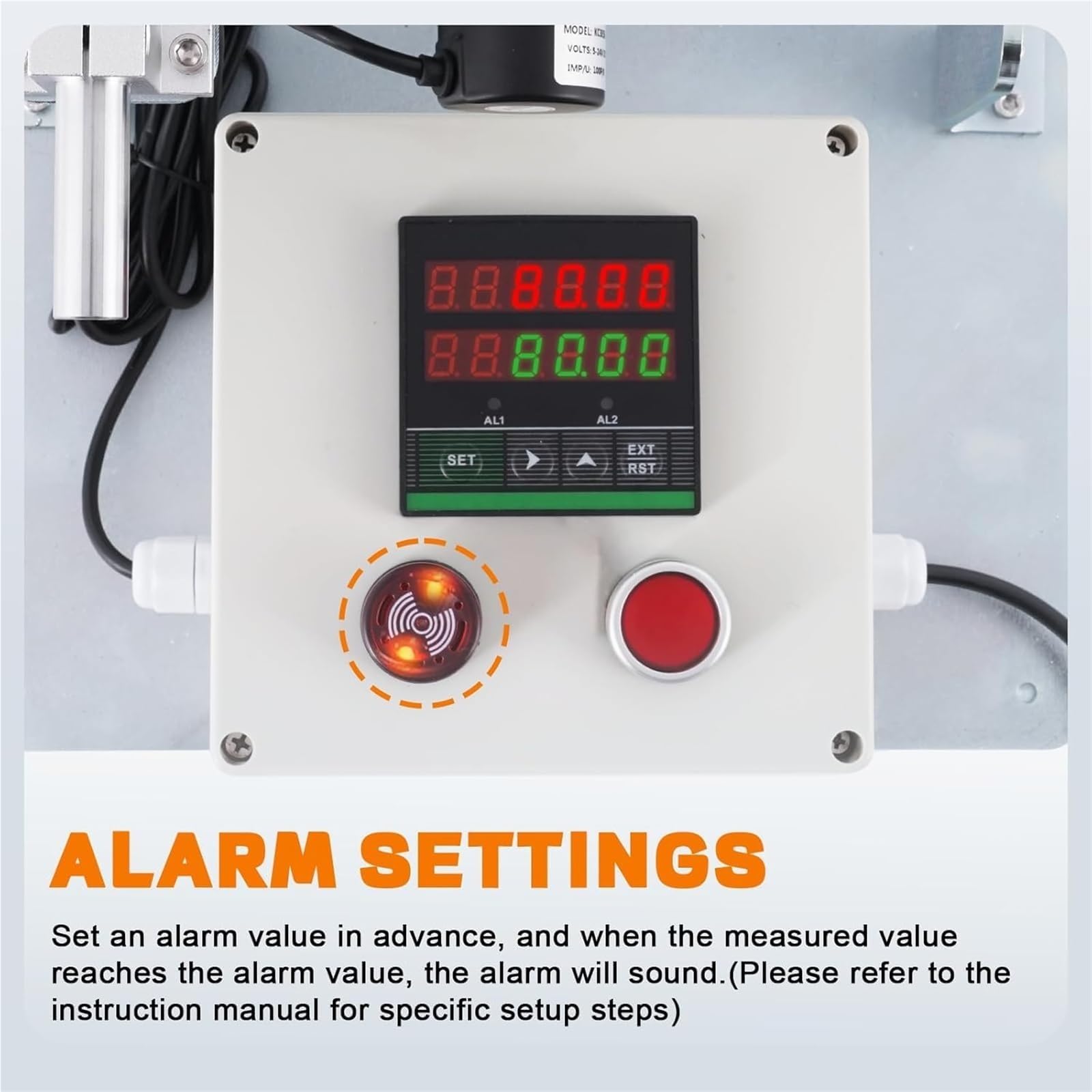 Contador digital de cuerda de alambre, medidor de longitud de rueda rodante con alarma, rango de 0 a 999999 m, ideal para cable, alambre, uso industrial