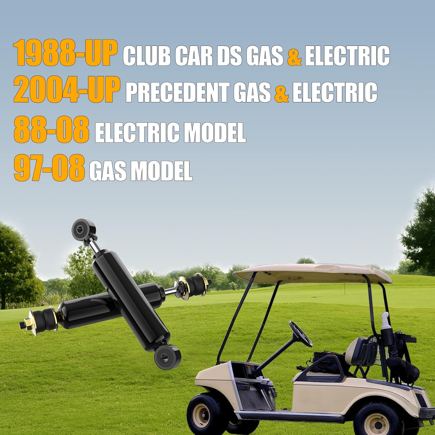 Club Car Front and Rear Shock Absorbers Kit, Golf Cart Shocks Fit Club Car DS (1988-UP) Gas&Electric, Precedent (2004-UP) Gas&Electric Models, Set of 4, OEM# 1014235 1014236