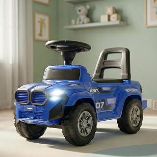 Baybee Nitro Ride on Cars for Kids | Baby Push Ride ons Toys Car with Music & LED Light | Portable Ride on Jeep with High Backrest & Toy Storage | Outdoor Kids Cars for 1 to 3 Years Boy Girl (Blue)