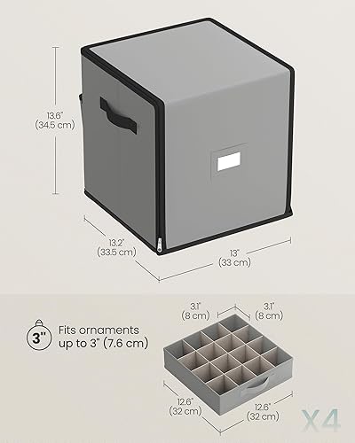Miniatura 38 de SONGMICS Caja de almacenamiento de adornos de Navidad, con lateral abierto, contenedor de almacenamiento de Navidad apilable con tapa, 4 bandejas