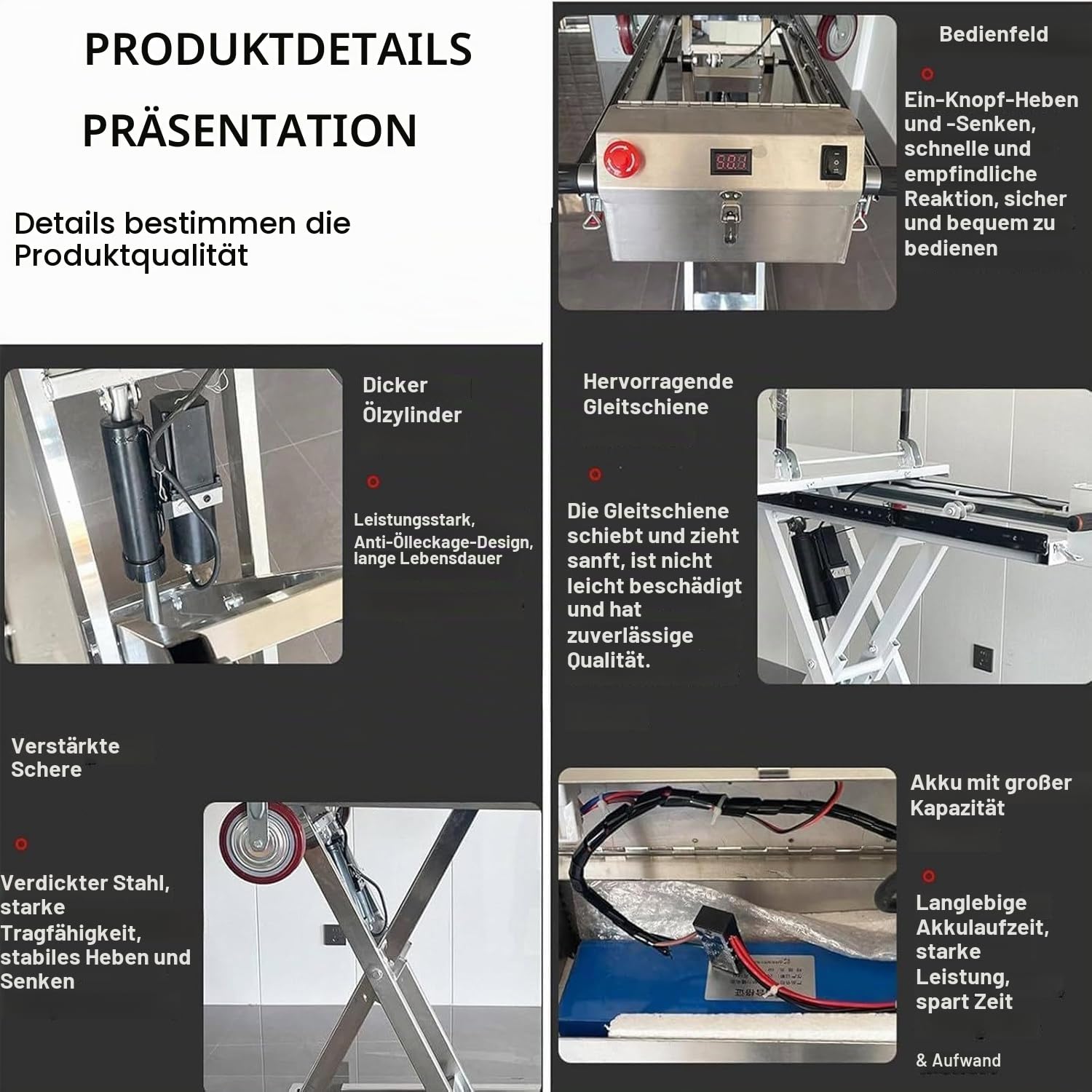 Tavolo elevatore idraulico con capacità di 300 kg, sollevatore elettrico a forbice con 4 ruote, banco da lavoro idraulico per un facile carico e regolazione dell'altezza, ideale per Worhop e fabbriche