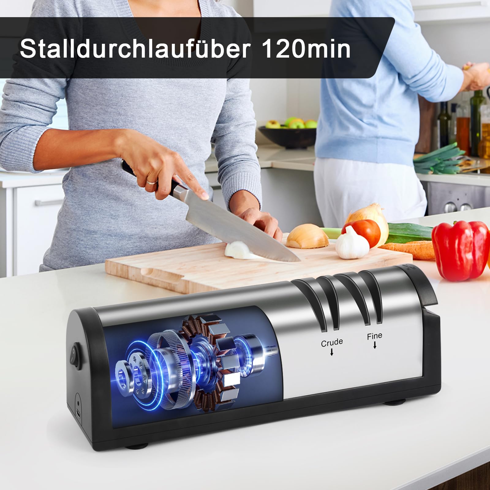 SOARFLY Aiguiseur Couteaux Électrique en Acier Inoxydable, Aiguiseur Couteaux Professionnel Haute Précision, Efficace Éguiseur de Couteau Durable, Aiguiseur Multifonction pour Couteaux de Cuisine