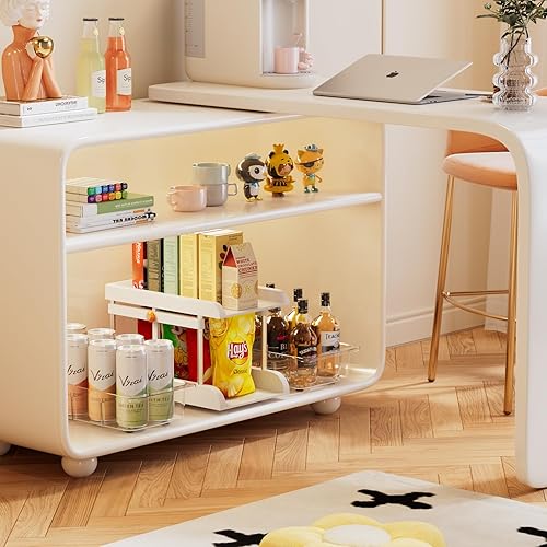 Miniatura 7 de Delamu Organizadores y almacenamiento de 2 niveles para debajo del fregadero, altura ajustable, extraíbles para el hogar, con divisores móviles,