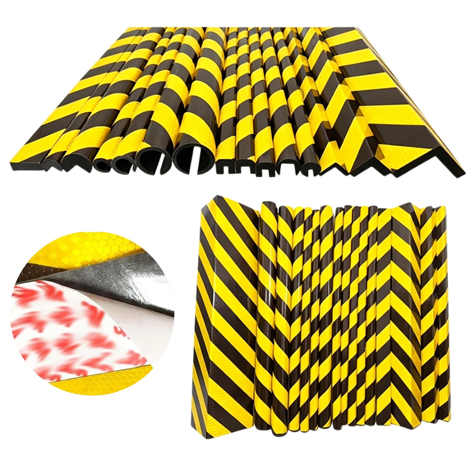 Protector De Borde De Espuma Reflectante En Forma De L De 39 Pulgadas | Protector De Esquina Autoadhesivo De Alta Visibilidad En Negro Y Amarillo, Tira De Seguridad Industrial(L-shaped 02,2PCS)