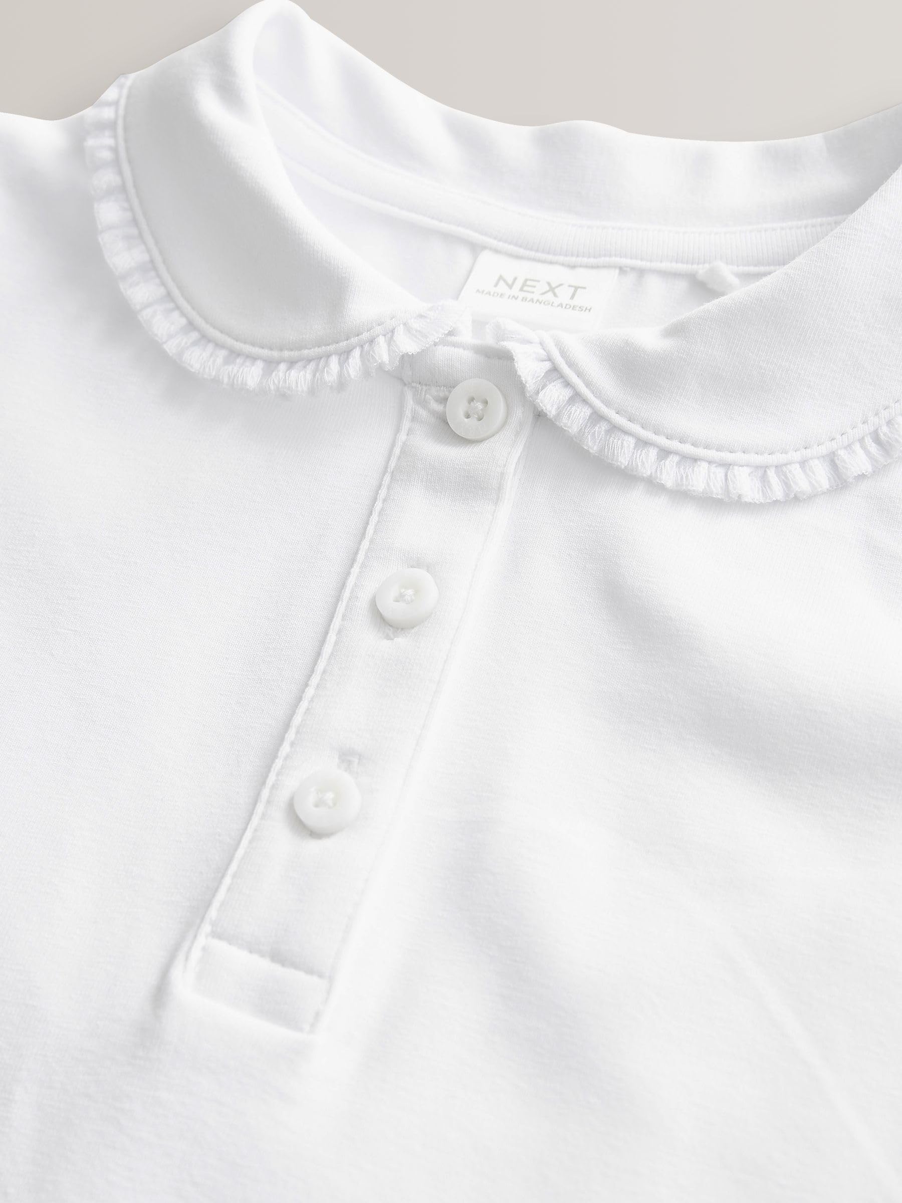 NEXT Fille Polo d’école en Coton Stretch avec col à Volants, Lot de 2