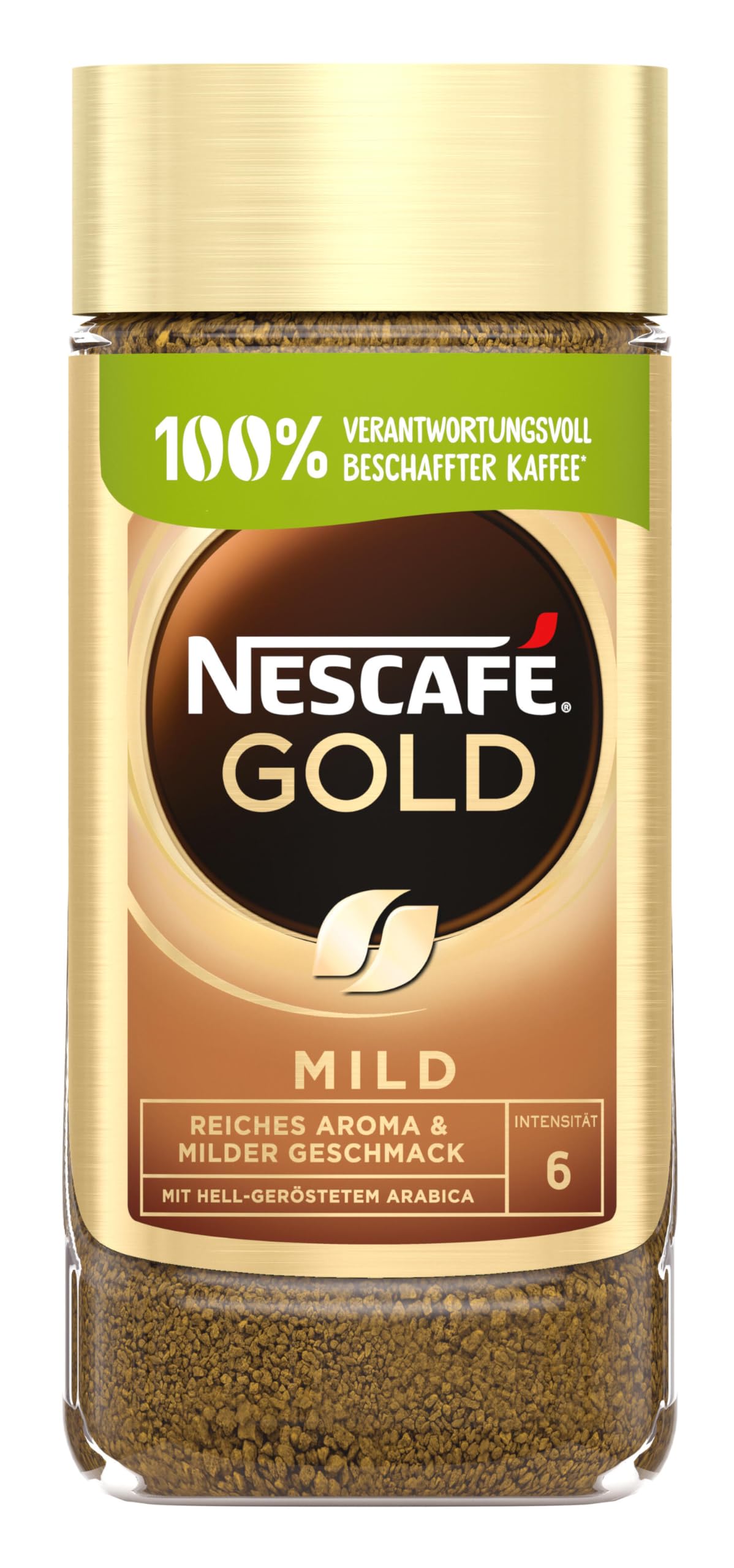 NESCAFÉ GOLD Mild, löslicher Bohnenkaffee, Instant-Kaffee aus erlesenen Kaffeebohnen, koffeinhaltig, 6er Pack (6x200g)