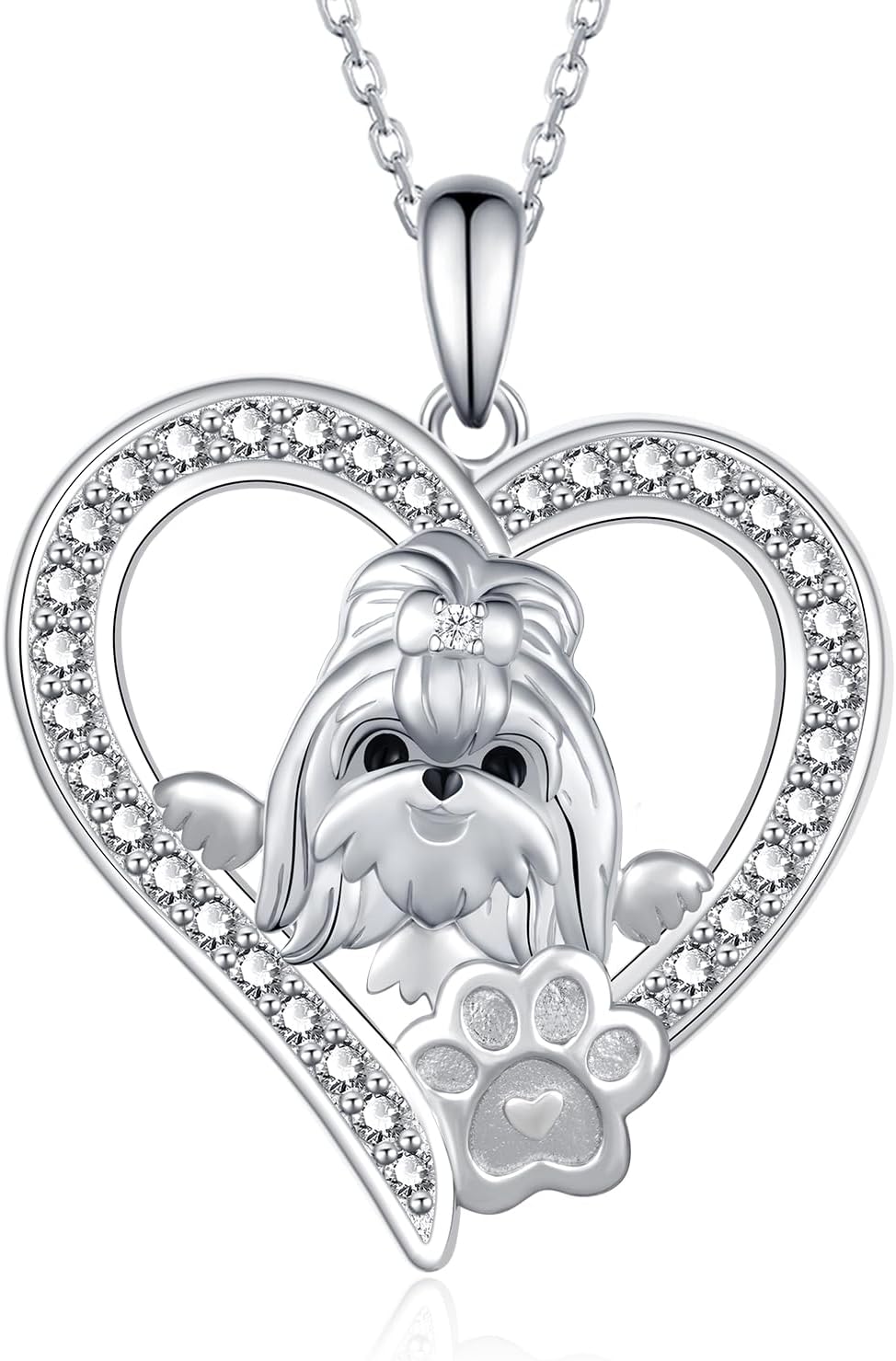 Shih Tzu/Yorkie/Doberman/Black Pug/Dachshund/Boston Terrier/German Shepherd/Dalmatian/Capybara/Necklace 925 Sterling Silver Dog Necklace for Women Cute Animal Dog Jewelry Gifts for Women