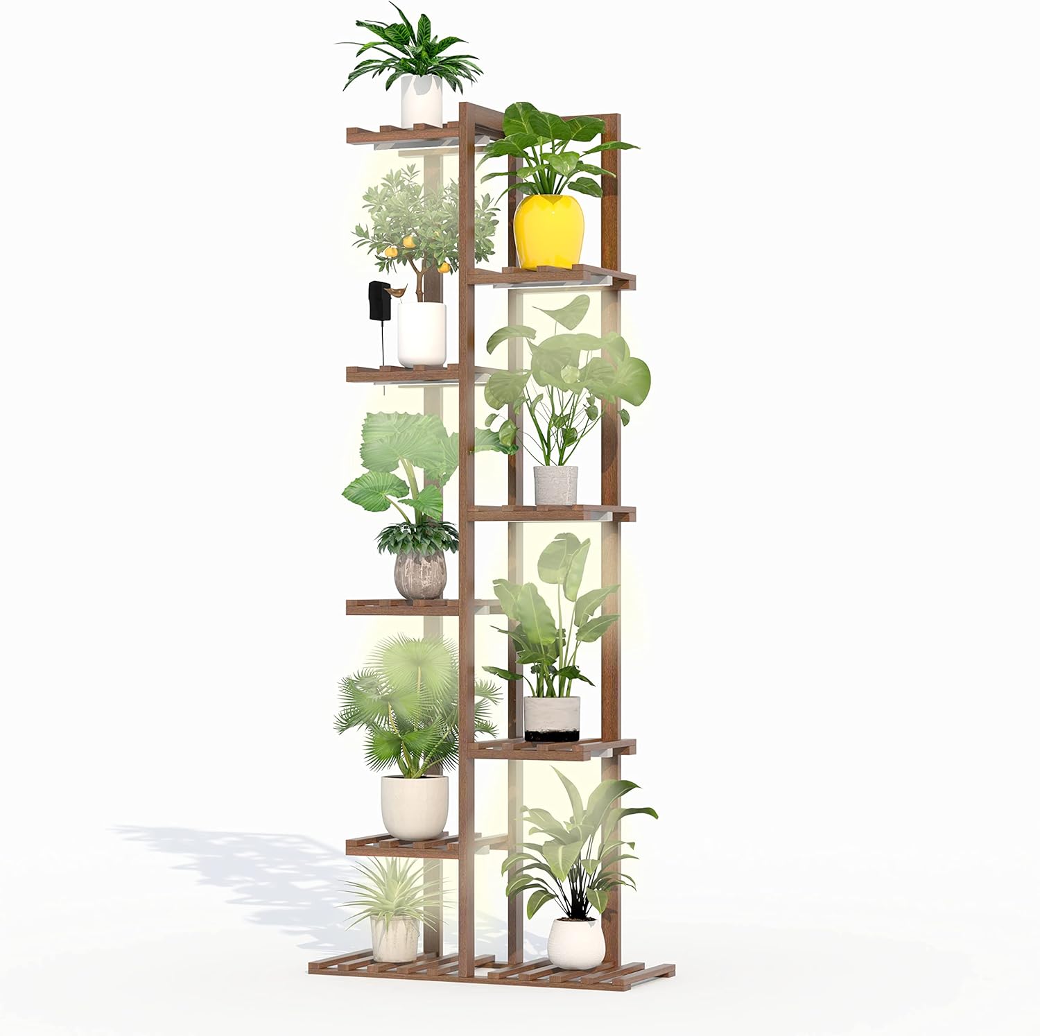Solatmos Wood Plant Stand With Grow Lights Indoor Plants