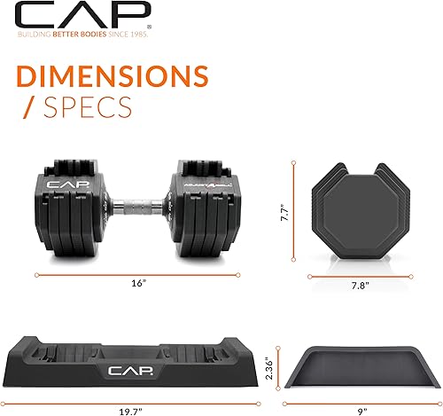 Miniatura 4 de CAP Barbell ADJUSTABELL Adjustable 55 lb Hex Dumbbell Weights - Singles & Pairs Multiple Handle Options