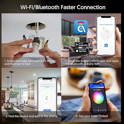 Miniatura 7 de Paquete de 4 bombillas inteligentes GU10, RGBCW que cambian de color, bombillas LED Alexa de 5 W, bombillas de pista WiFi, regulables,