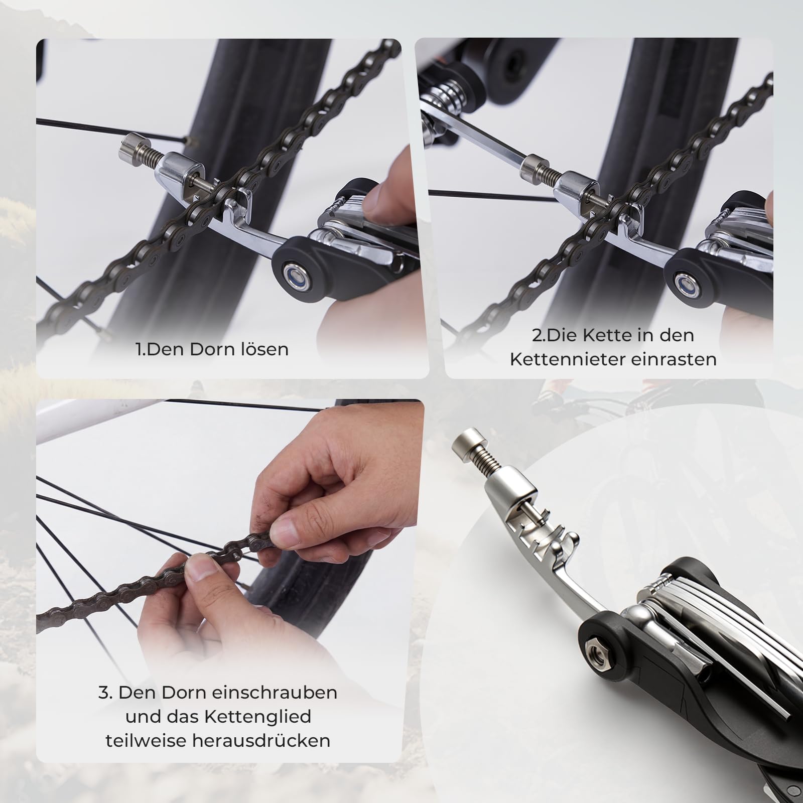 Fahrradflickzeug Set für unterwegs, 17 in 1 Fahrradwerkzeugset abziehbar, Fahrrad Reparaturset Multitool Satteltasche für Fahrrad Zubehör Ebike Kit Mountainbike Reparatursatz