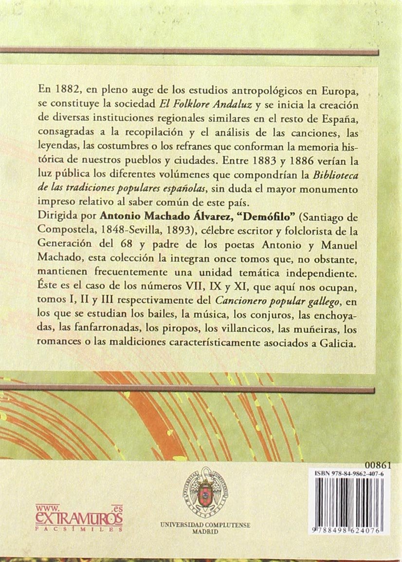 Biblioteca de las tradiciones populares españolas, IX. Cancionero popular gallego, II (Folclore)
