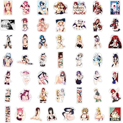 Miniatura 5 de Calcomanías de anime sexy, 200 unidades, calcomanías de chica caliente para adultos, calcomanías de vinilo impermeables de belleza para laptop,