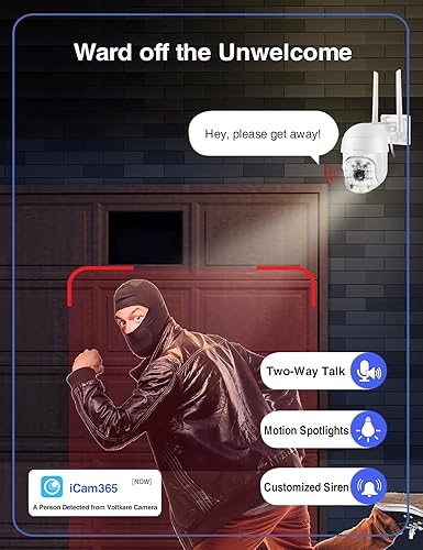 Miniatura 9 de Cámara de seguridad 1080P para exteriores, cámara inalámbrica de 360 grados para el hogar de 2.4G con audio de 2 vías, visión nocturna a color,